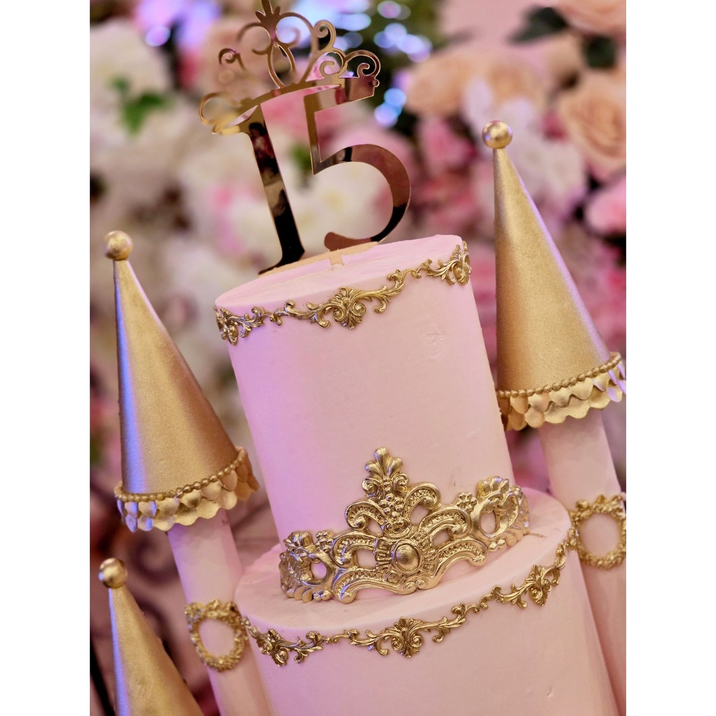 Mis Quince cake topper with a crown/15 years/ Happy Birthday