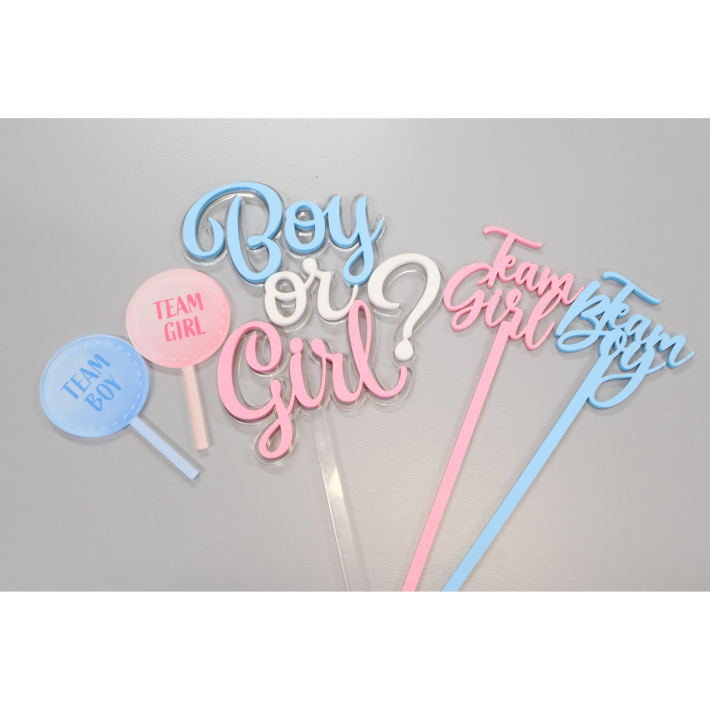(25) Gender Reveal /Boy or Girl /celebration/ He or She Acrylic Cake Topper topper set
