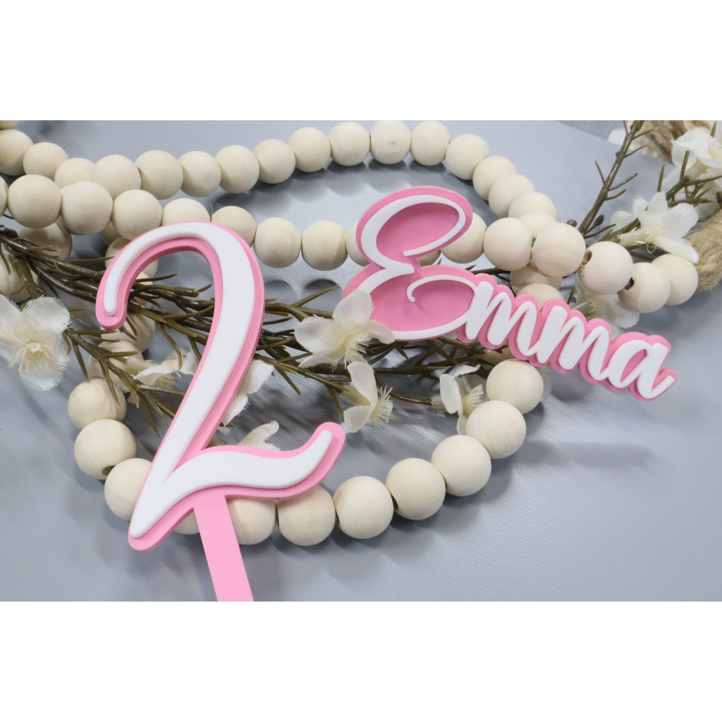 Double-Layered Acrylic Name & Number Cake Toppers