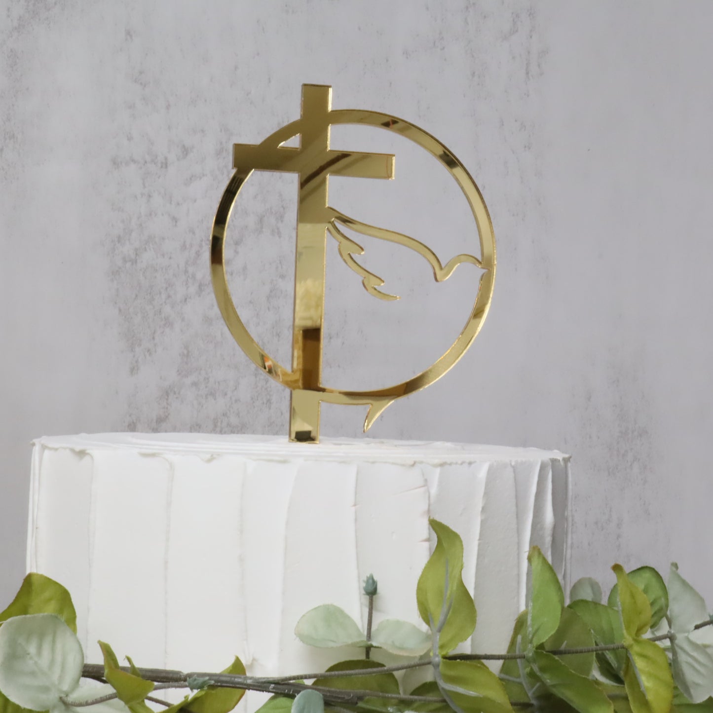 Cross & Dove Acrylic Cake Topper