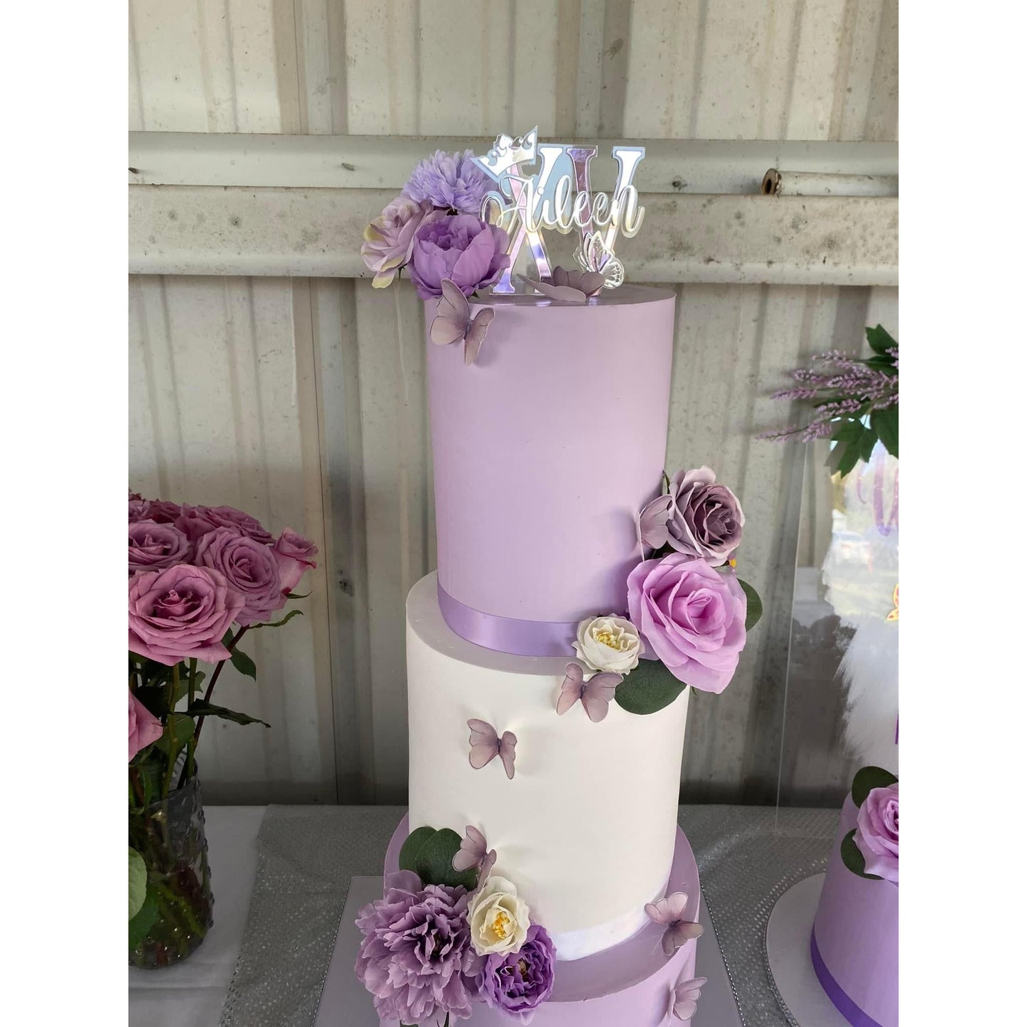 XV Three Layer Cake Topper Personalized