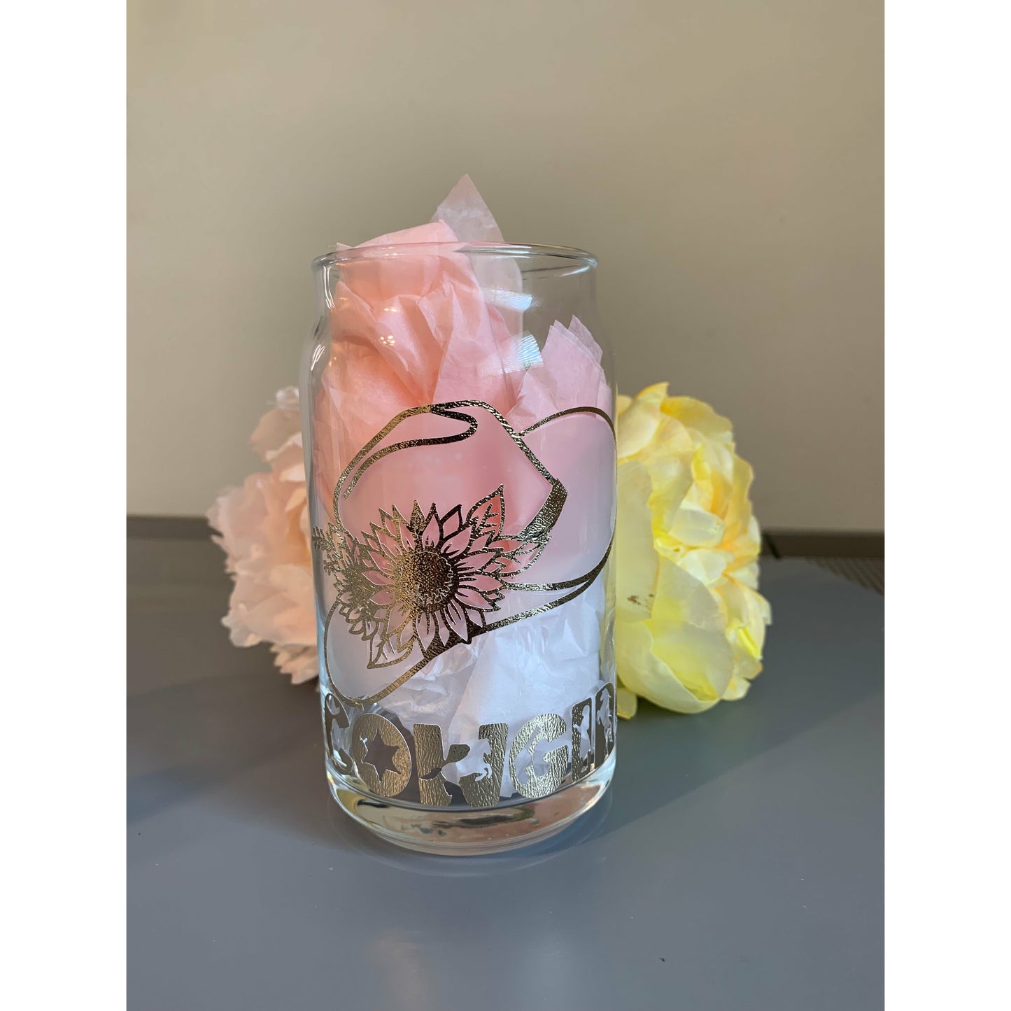 Cowgirl Hat Color Changing glass cup (16oz)