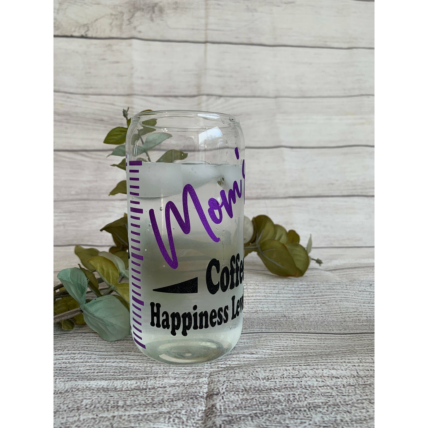 Mom's Level of Happiness Glass Cup (20oz)