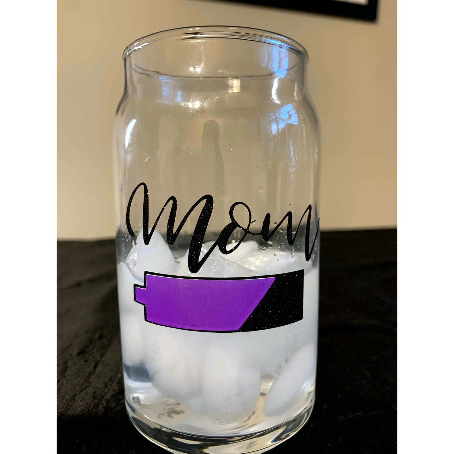 Mom Low Battery Glass Cup (16oz)