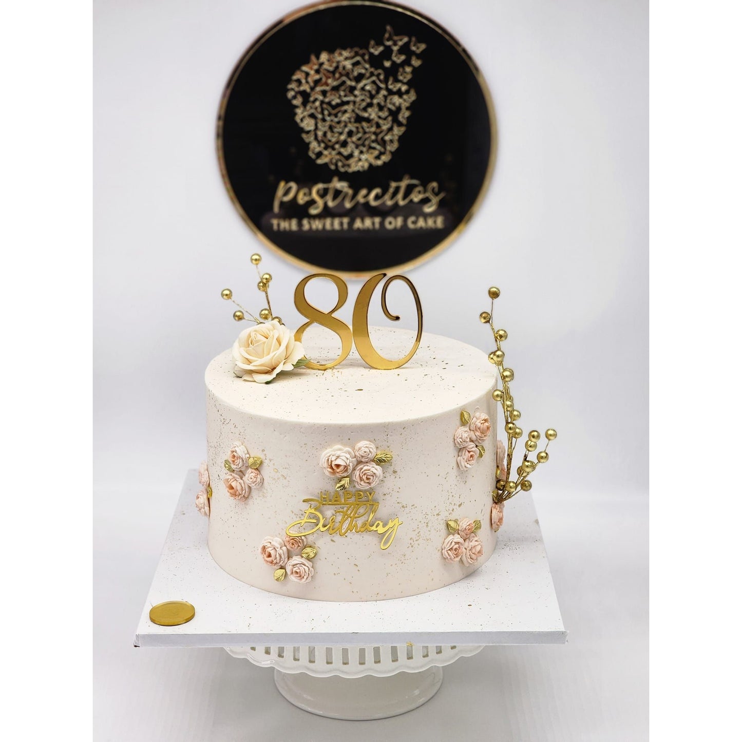 80 Years  Mirror Gold Acrylic Cake Topper – Elegant Birthday Celebration Decoration