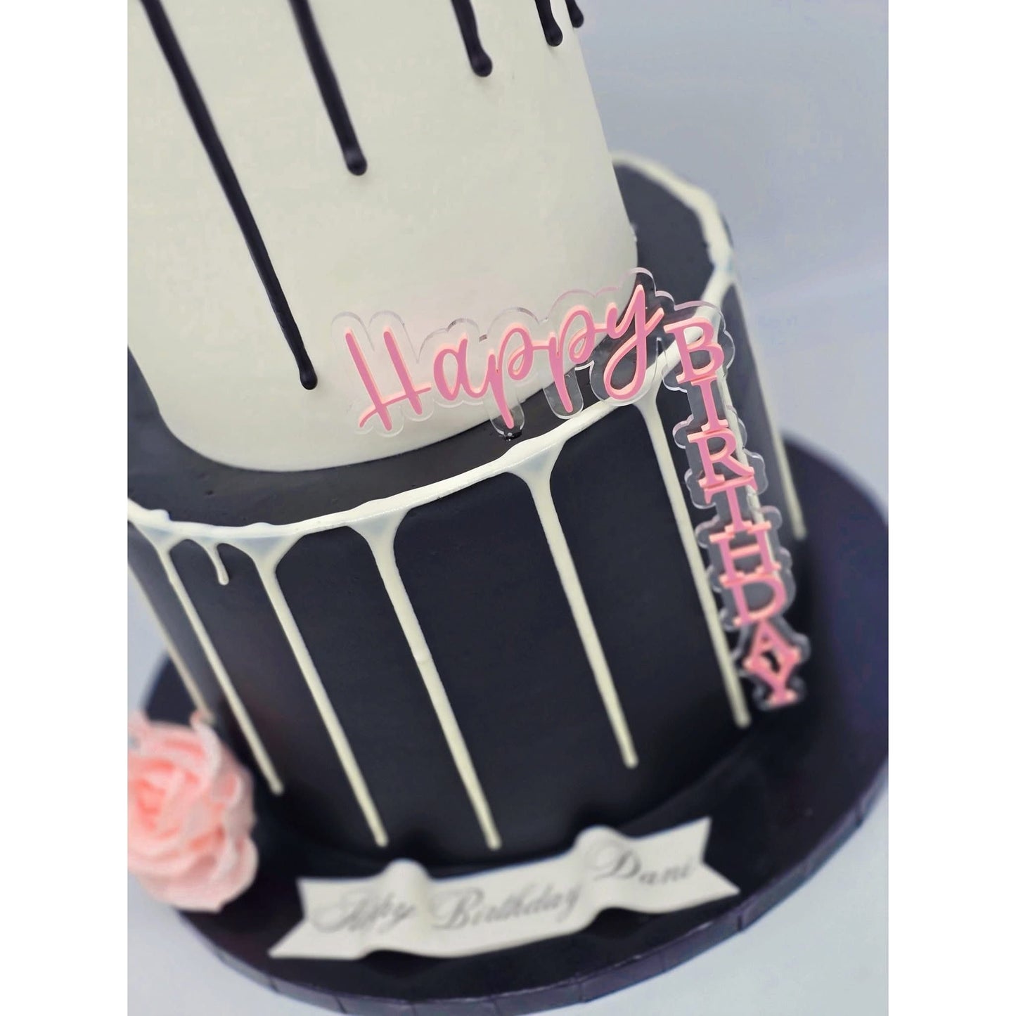 Happy birthday vertical double layer cake topper/Happy Birthday. Celebration. Acrylic Cake Topper