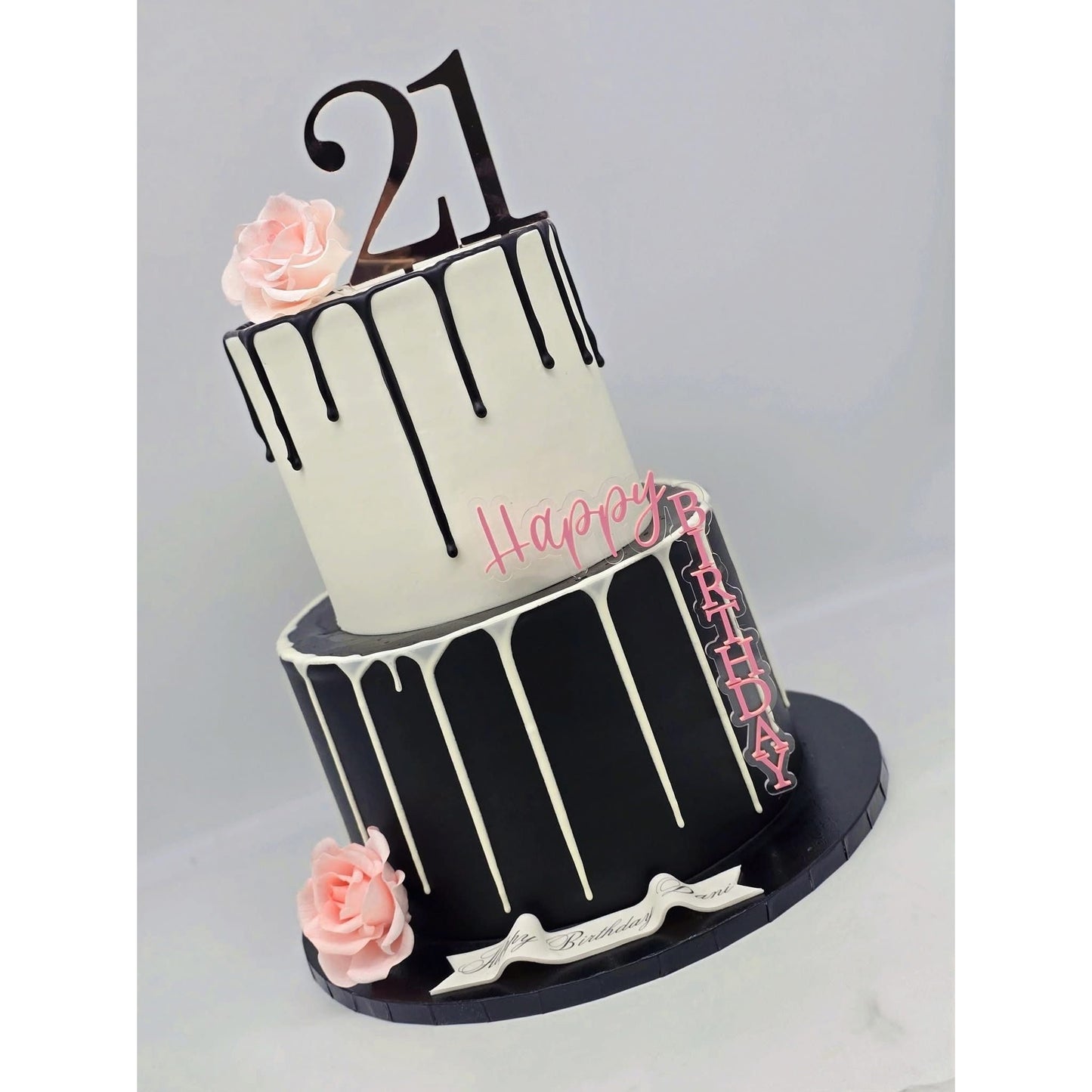 Happy birthday vertical double layer cake topper/Happy Birthday. Celebration. Acrylic Cake Topper