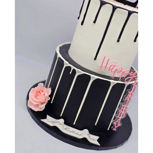 Happy birthday vertical double layer cake topper/Happy Birthday. Celebration. Acrylic Cake Topper