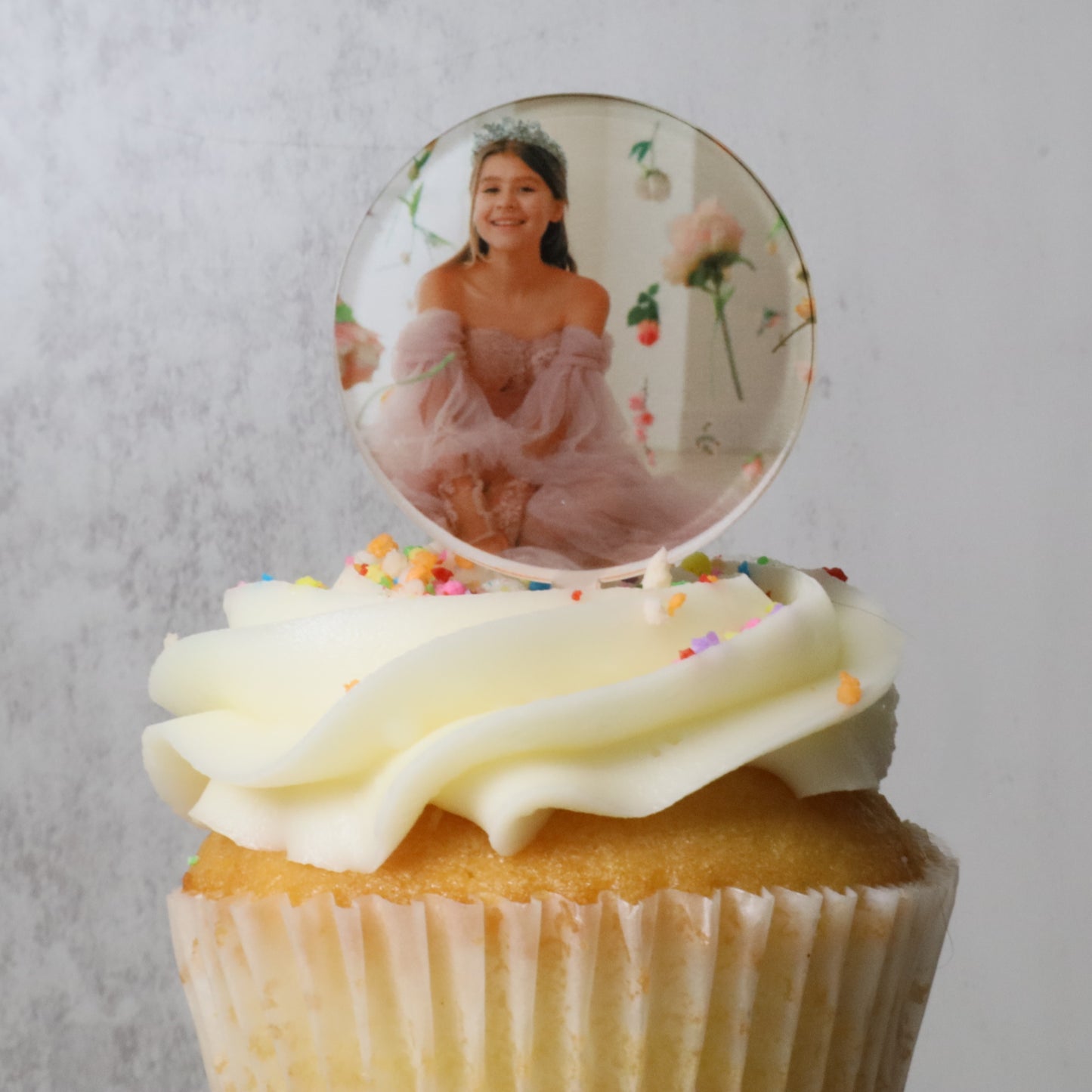 Custom Sublimated  Acrylic Cupcake Topper