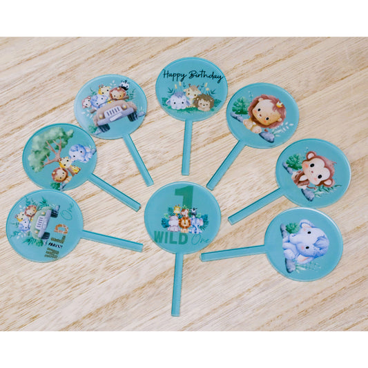 9  Wilde One Safari Acrylic Cupcake Topper