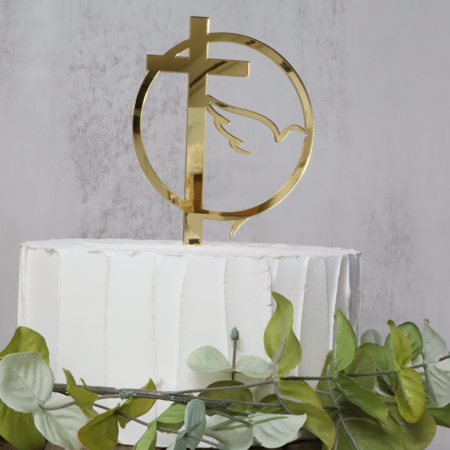 Cross & Dove Acrylic Cake Topper