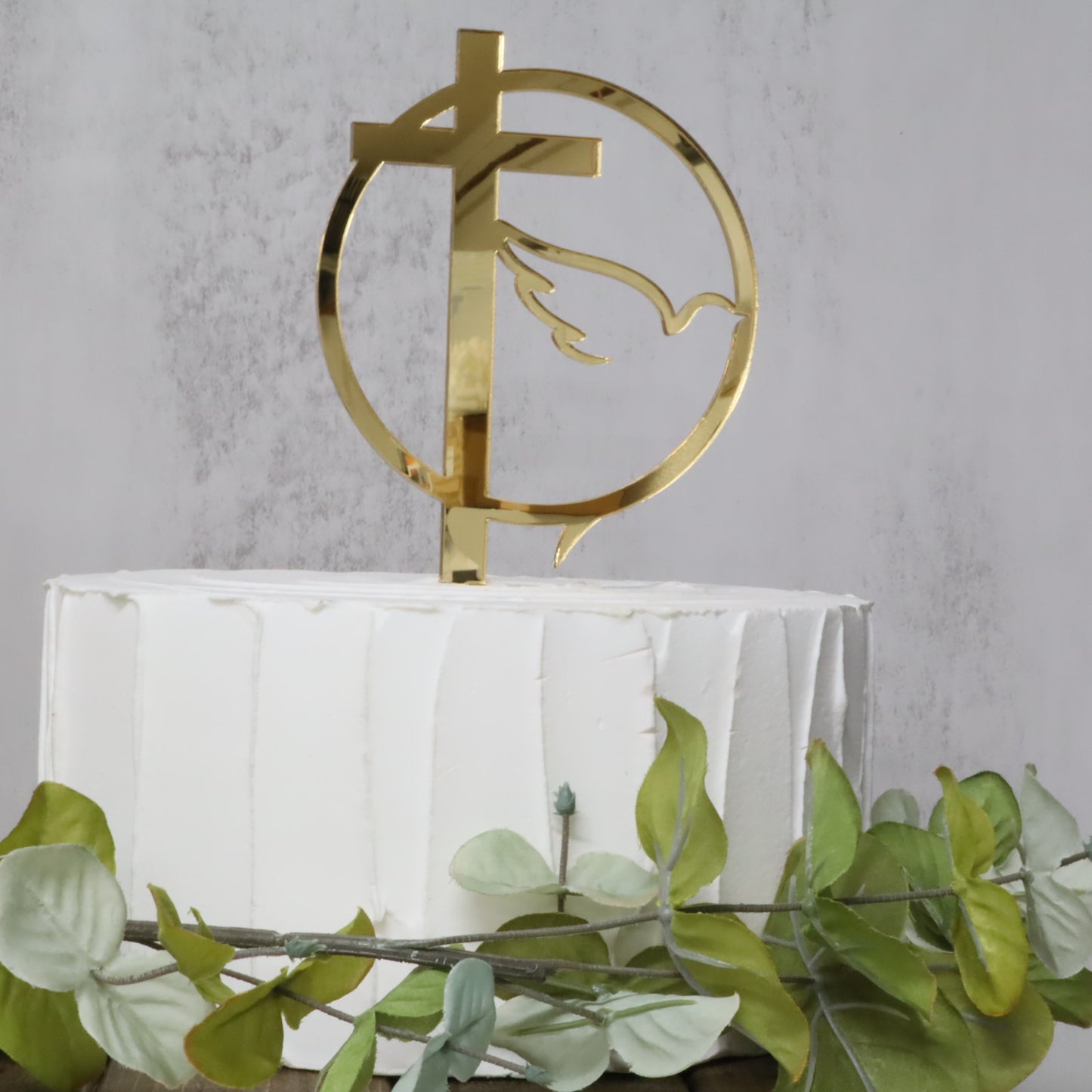 Cross & Dove Acrylic Cake Topper
