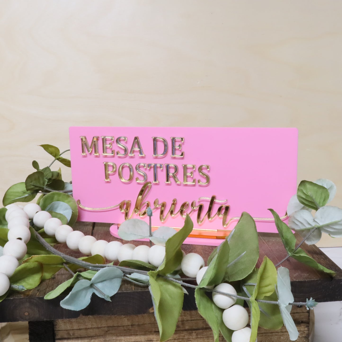 Letrero Reversible de Acrílico para Mesa de Postres – “Abierta / Cerrada”