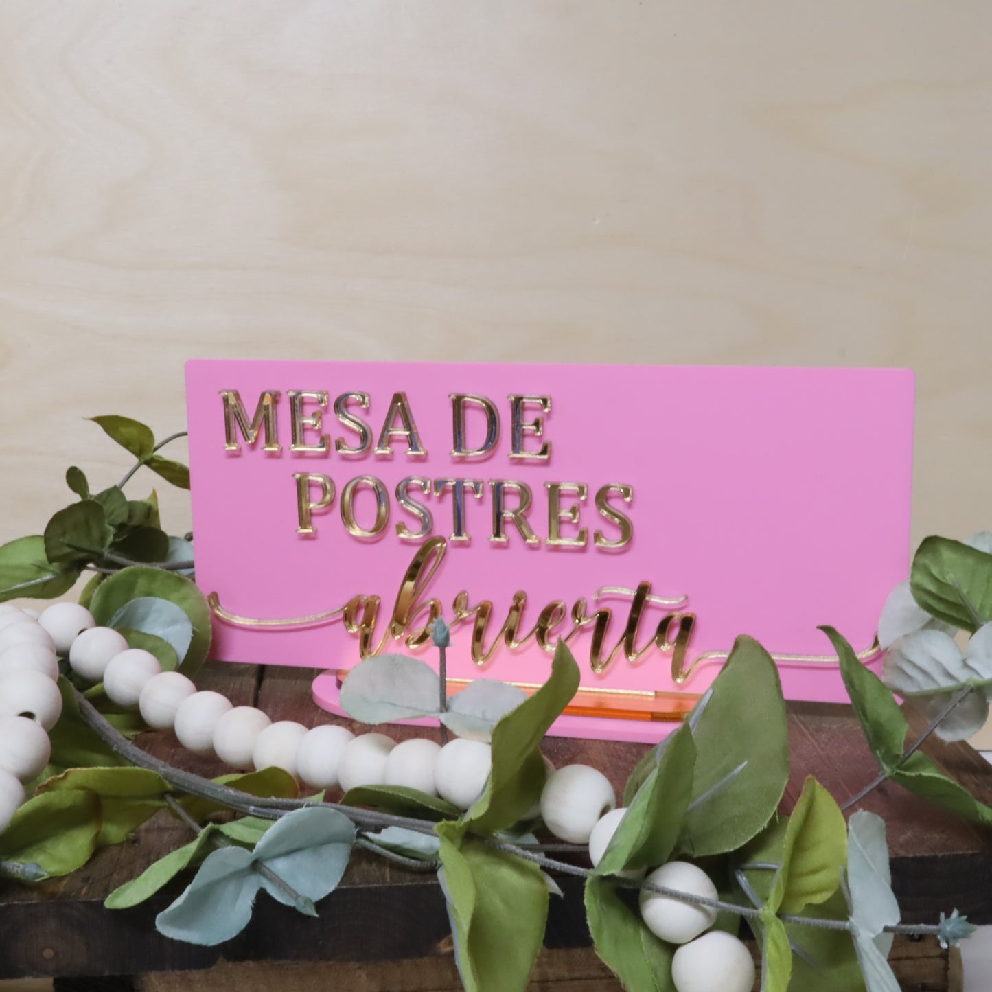 Letrero Reversible de Acrílico para Mesa de Postres – “Abierta / Cerrada”