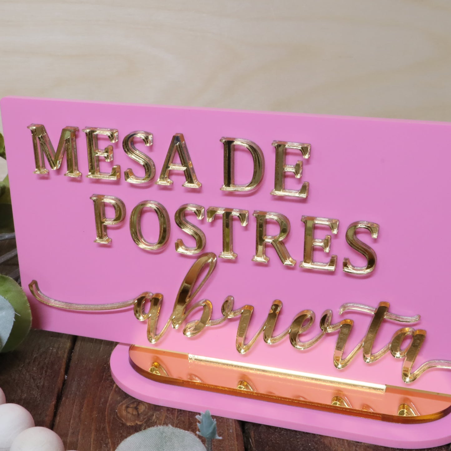 Letrero Reversible de Acrílico para Mesa de Postres – “Abierta / Cerrada”