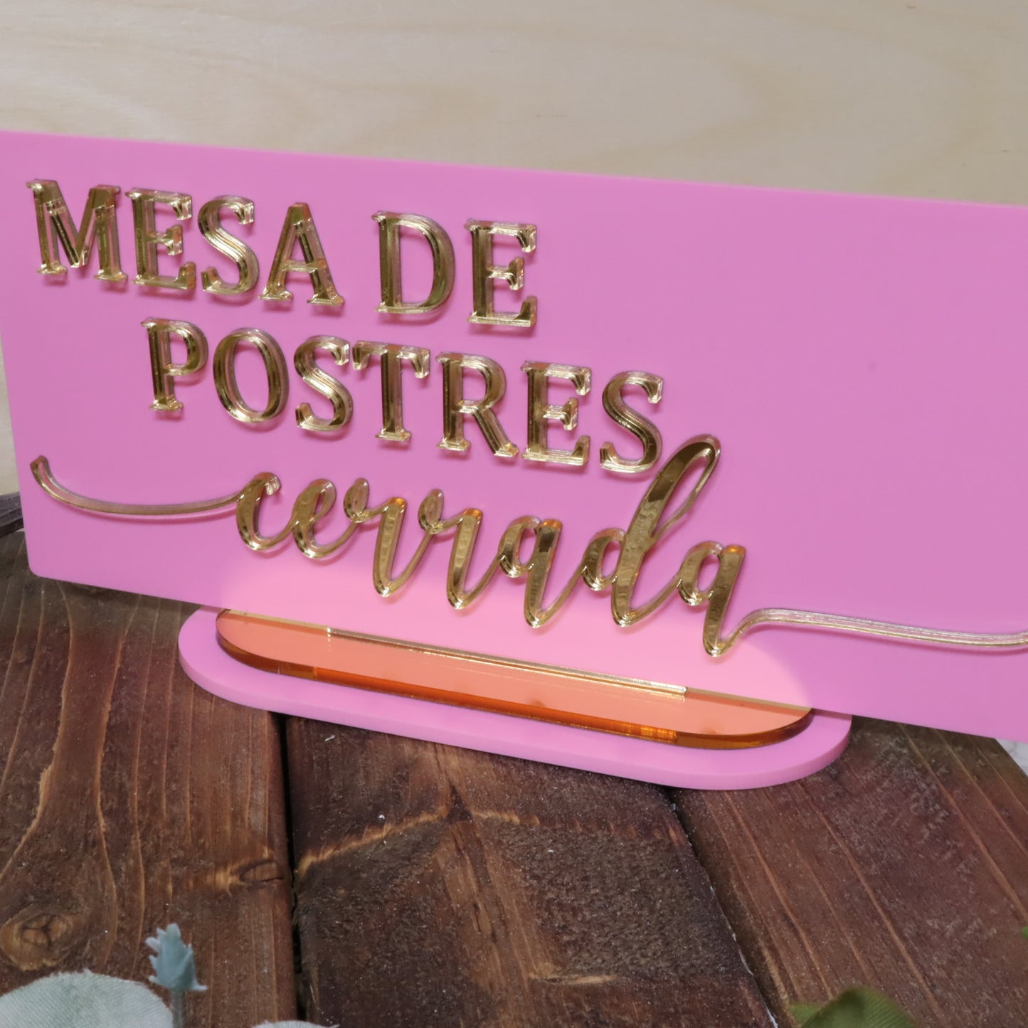 Letrero Reversible de Acrílico para Mesa de Postres – “Abierta / Cerrada”
