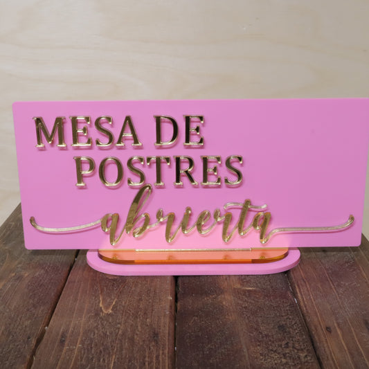Letrero Reversible de Acrílico para Mesa de Postres – “Abierta / Cerrada”