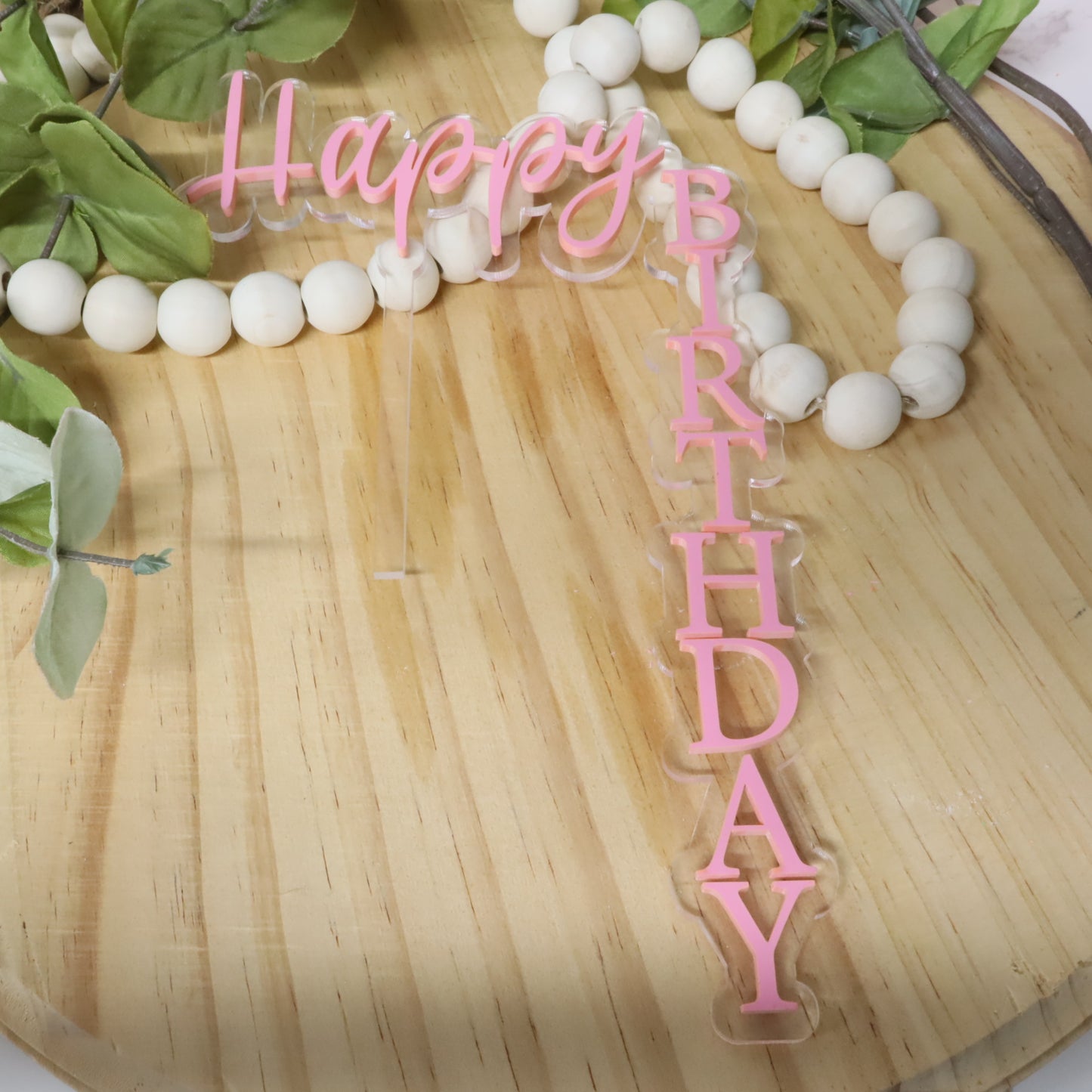 Happy birthday vertical double layer cake topper/Happy Birthday. Celebration. Acrylic Cake Topper