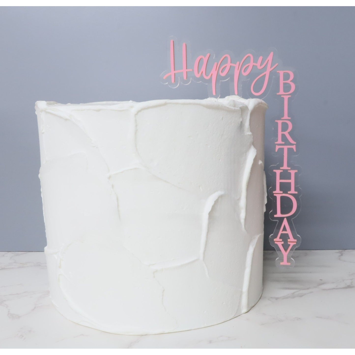 Happy birthday vertical double layer cake topper/Happy Birthday. Celebration. Acrylic Cake Topper