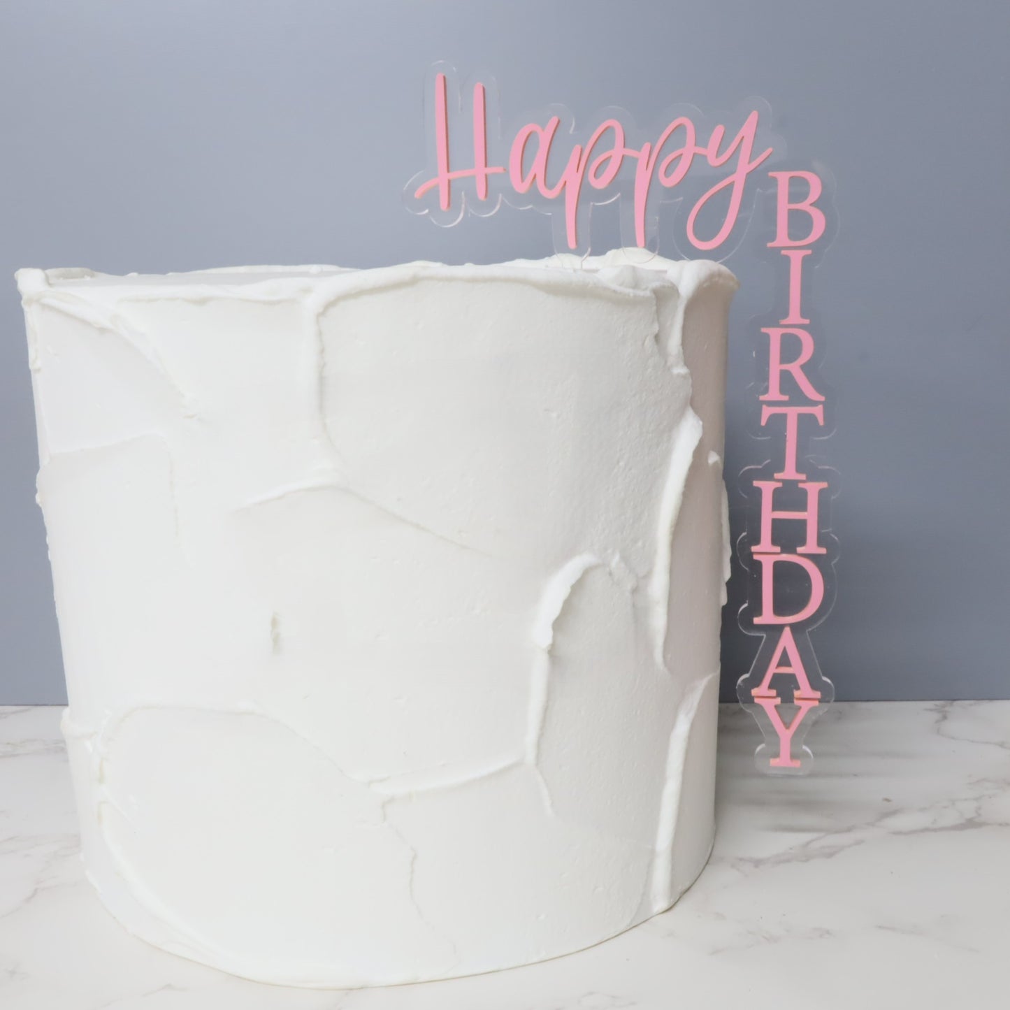 Happy birthday vertical double layer cake topper/Happy Birthday. Celebration. Acrylic Cake Topper