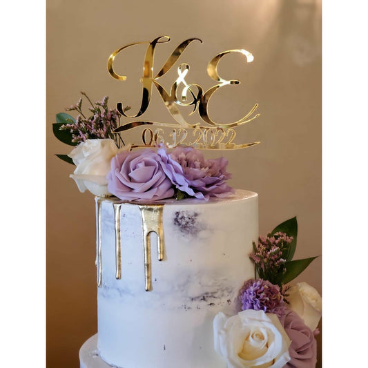 Initials and Date Cake Topper