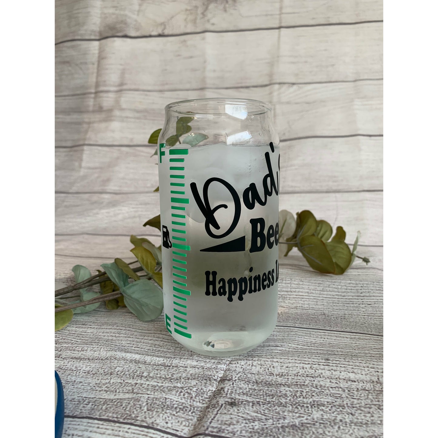 Dad's Happiness Level Glass Cup (20oz)